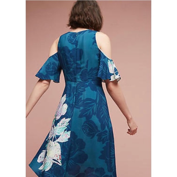 Anthropologie Maeve Ella open shoulder dress sz 2 - Picture 2 of 4